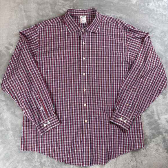 Brooks Brothers Shirt Mens XXL Red Plaid 346 The Original Polo Non Iron Office - Picture 1 of 7